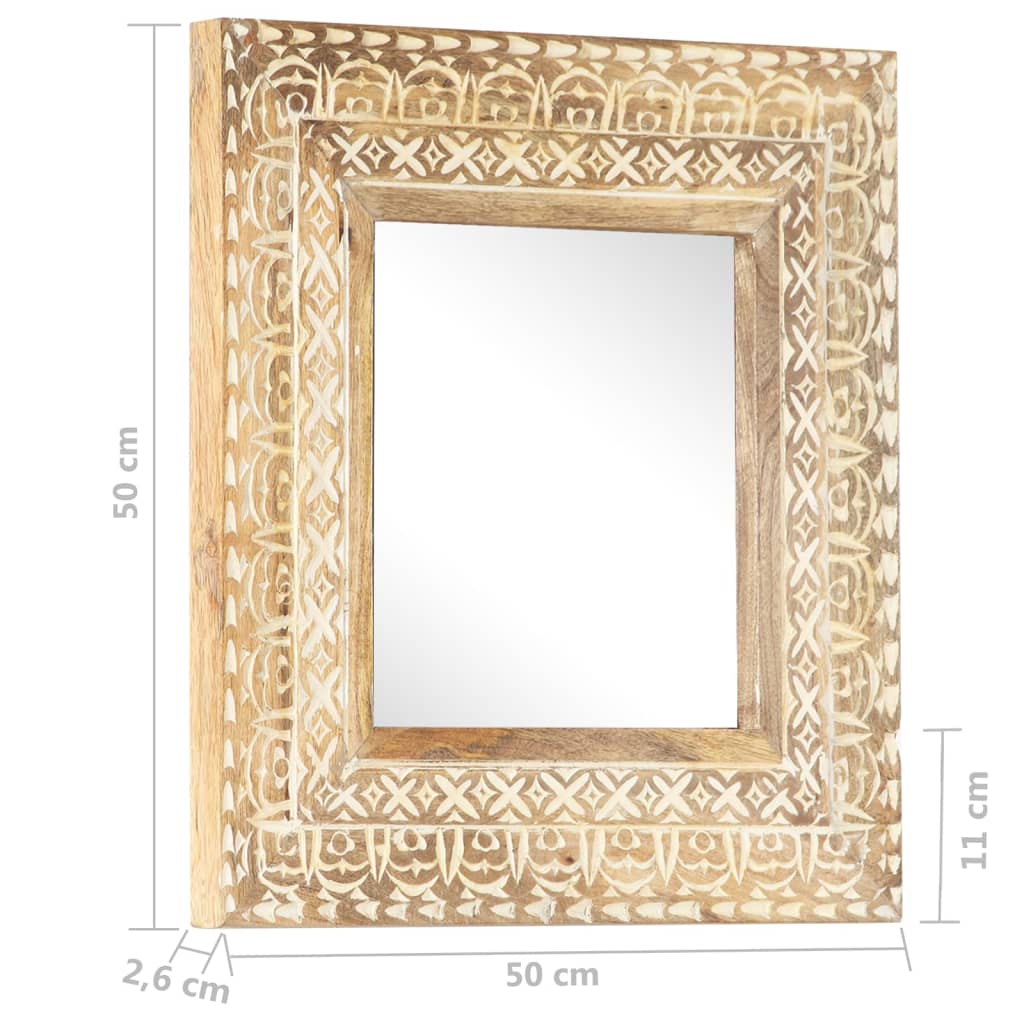 Hand-Carved Mirror Solid Mango Wood